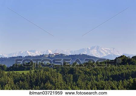 "Hoher Peissenberg in front of the Wetterstein Mountains with Zugspitze Mountain, Hohenpeissenberg, Pfaffenwinkel region, Upper Bavaria, Bavaria, Germany, Europe" View Large Photo Image Stock Photo - "Hoher Peissenberg in front of the Wetterstein Mountains with Zugspitze Mountain, Hohenpeissenberg, Pfaffenwinkel region, Upper Bavaria, Bavaria, Germany, Europe". Fotosearch