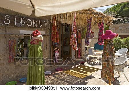 Stock Image - "Holiday fashion store, Baia Sardinia, Sardinia, Italy, Europe". Fotosearch