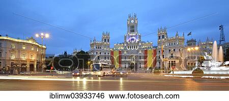 "Holiday flagging of the Cibeles Palace, former General Post Office, Plaza Cibeles, Madrid, Spain, Europe" View Large Photo Image Stock Photograph - "Holiday flagging of the Cibeles Palace, former General Post Office, Plaza Cibeles, Madrid, Spain, Europe". Fotosearch