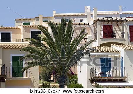 Stock Photo - "Holiday homes, Cala Murada, Mallorca, Majorca, Balearic Islands, Spain, Europe". Fotosearch