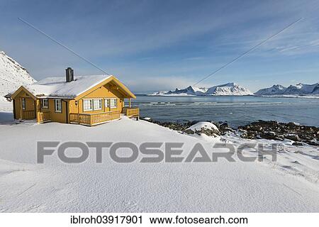 "Holiday house by the fjord, Lofoten, Norway, Europe" View Large Photo Image Stock Image - "Holiday house by the fjord, Lofoten, Norway, Europe". Fotosearch