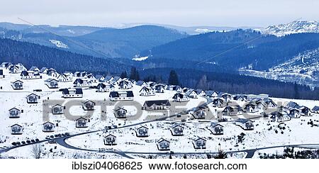 Stock Photography - "Holiday resort with snow in winter, Winterberg, Sauerland, North Rhine-Westphalia, Germany, Europe". Fotosearch