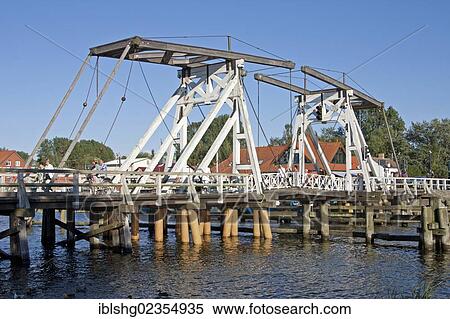 Stock Photography - "Hollaenderbruecke bascule bridge, Wiek, Greifswald, Mecklenburg-Western Pomerania, Germany, Europe". Fotosearch