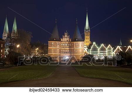 "Holstentor gate and town, at night, Lubeck, Schleswig-Holstein, Germany, Europe" View Large Photo Image Stock Image - "Holstentor gate and town, at night, Lubeck, Schleswig-Holstein, Germany, Europe". Fotosearch