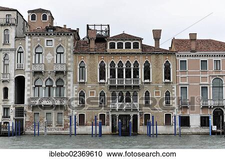 Stock Image - "Homes, palazzo, palace on the Grand Canal, Canal Grande, Venice, Italy, Europe". Fotosearch