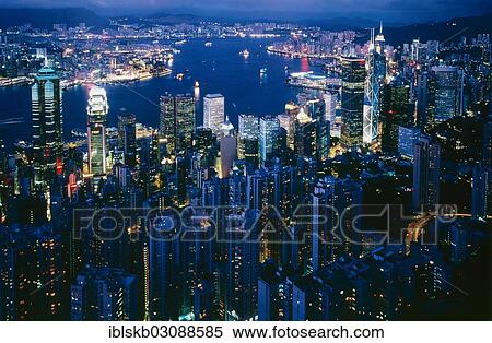 "Hong Kong at dusk, Victoria Peak, Hong Kong, Hong Kong, China, People's Republic of China, Asia" View Large Photo Image Stock Photography - "Hong Kong at dusk, Victoria Peak, Hong Kong, Hong Kong, China, People's Republic of China, Asia". Fotosearch