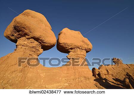 Stock Photo - "Hoodoos and eroded rock formations of Entrada sandstone, Goblins, Goblin Valley State Park, San Rafael Reef Desert, Utah, Southwest, United States, North America". Fotosearch
