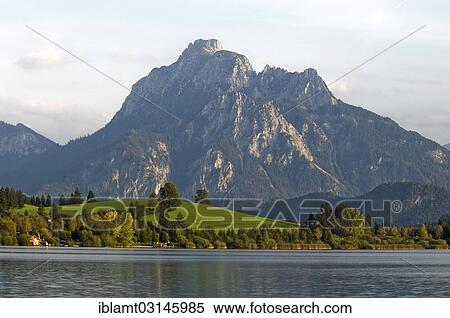 Stock Photography - "Hopfensee lake, Hopfensee, Hopfen am See, Ostallgau, Swabia, Bavaria, Germany, Europe". Fotosearch