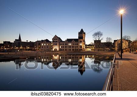 "Horder Burg Castle reflected in Phoenix Lake at the blue hour, Dortmund, North Rhine-Westphalia, Germany, Europe" View Large Photo Image Stock Photography - "Horder Burg Castle reflected in Phoenix Lake at the blue hour, Dortmund, North Rhine-Westphalia, Germany, Europe". Fotosearch