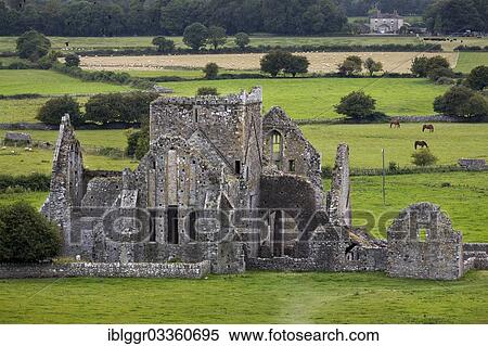 Stock Photography - "Hore Abbey viewed from the Rock of Cashel, Cashel, County Tipperary, Ireland, Europe". Fotosearch