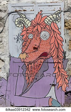 "Horned mythical creature, mural in the historic centre, Palermo, Province of Palermo, Sicily, Italy, Europe" View Large Photo Image Stock Image - "Horned mythical creature, mural in the historic centre, Palermo, Province of Palermo, Sicily, Italy, Europe". Fotosearch