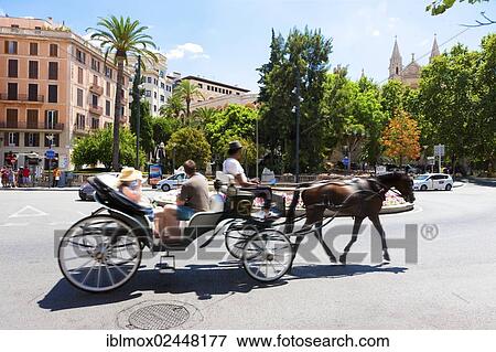 "Horse carriage with tourists in the old town of Palma de Mallorca, Balearic Islands, Mallorca, Majorca, Europe" View Large Photo Image Stock Photo - "Horse carriage with tourists in the old town of Palma de Mallorca, Balearic Islands, Mallorca, Majorca, Europe". Fotosearch