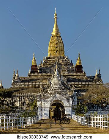 "Horse-drawn carriage in front of Ananda Temple, gilded tower construction, Shikhara, porch, Ebene von Pagan, Bagan, Mandalay Division, Myanmar, Burma, Asia" View Large Photo Image Stock Photo - "Horse-drawn carriage in front of Ananda Temple, gilded tower construction, Shikhara, porch, Ebene von Pagan, Bagan, Mandalay Division, Myanmar, Burma, Asia". Fotosearch