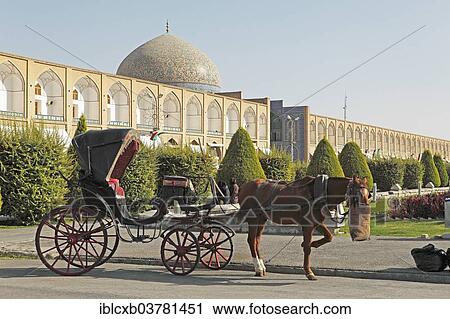 "Horse-drawn carriage in front of the dome of the Lotfollah Mosque, Imam Square, Isfahan, Isfahan Province, Persia, Iran, Asia" View Large Photo Image Stock Image - "Horse-drawn carriage in front of the dome of the Lotfollah Mosque, Imam Square, Isfahan, Isfahan Province, Persia, Iran, Asia". Fotosearch