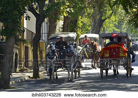 "Horse-drawn carriages, Buyukada, Prince Islands, Istanbul, Asian side, Istanbul Province, Turkey, Asia" View Large Photo Image Stock Photograph - "Horse-drawn carriages, Buyukada, Prince Islands, Istanbul, Asian side, Istanbul Province, Turkey, Asia". Fotosearch