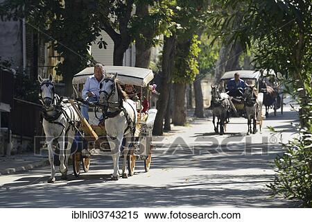 "Horse-drawn carriages, Buyukada, Prince Islands, Istanbul, Asian side, Istanbul Province, Turkey, Asia" View Large Photo Image Stock Photography - "Horse-drawn carriages, Buyukada, Prince Islands, Istanbul, Asian side, Istanbul Province, Turkey, Asia". Fotosearch