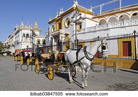 "Horse-drawn carriages, Plaza de Toros de la Maestranza, bullring, museum, Seville, Andalusia, Spain, Europe" View Large Photo Image Stock Photography - "Horse-drawn carriages, Plaza de Toros de la Maestranza, bullring, museum, Seville, Andalusia, Spain, Europe". Fotosearch