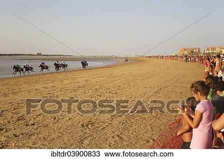 "Horse race at the beach of Sanlucar de Barrameda at the Guadalquivir river mouth, Cadiz province, Andalusia, Spain, Europe" View Large Photo Image Stock Image - "Horse race at the beach of Sanlucar de Barrameda at the Guadalquivir river mouth, Cadiz province, Andalusia, Spain, Europe". Fotosearch