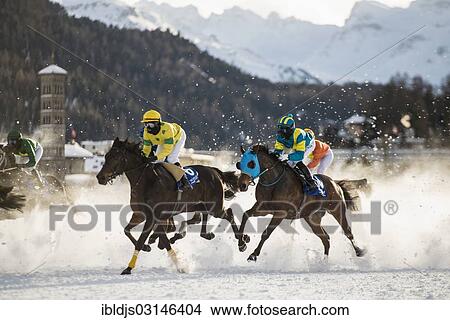 "Horse racing on a frozen lake, St. Moritz, Engadin, Graubunden, Switzerland, Europe" View Large Photo Image Picture - "Horse racing on a frozen lake, St. Moritz, Engadin, Graubunden, Switzerland, Europe". Fotosearch