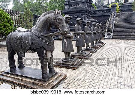 "Horse statue and statues of Mandarin soldiers, tomb of Khai Dinh, Hue, Thua Thien Hue Province, Vietnam, Asia" View Large Photo Image Stock Photo - "Horse statue and statues of Mandarin soldiers, tomb of Khai Dinh, Hue, Thua Thien Hue Province, Vietnam, Asia". Fotosearch