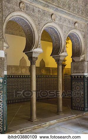 "Horseshoe arcades in the Alcazar of Seville, Seville province, Andalusia, Spain, Europe" View Large Photo Image Stock Photo - "Horseshoe arcades in the Alcazar of Seville, Seville province, Andalusia, Spain, Europe". Fotosearch