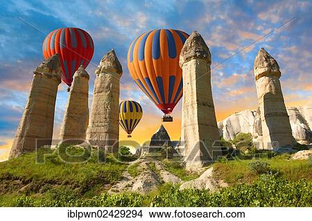 "Hot air balloons over the Love Valley at sunrise, Cappadocia, Turkey, Asia" View Large Photo Image Picture - "Hot air balloons over the Love Valley at sunrise, Cappadocia, Turkey, Asia". Fotosearch