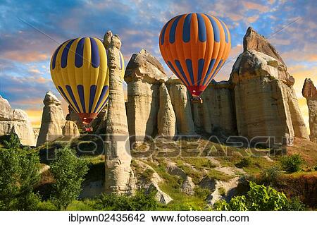 "Hot air balloons over the Love Valley, Cappadocia, Turkey, Asia" View Large Photo Image Stock Image - "Hot air balloons over the Love Valley, Cappadocia, Turkey, Asia". Fotosearch