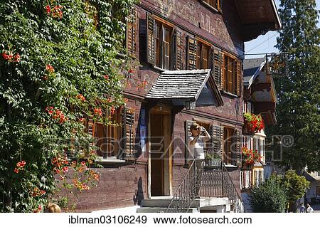Stock Photo - "Hotel Adler, Bregenzerwald house, Schwarzenberg, Bregenzerwald, Bregenzer Wald, Vorarlberg, Austria, Europe". Fotosearch