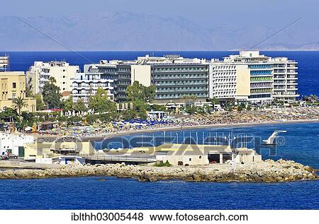 "Hotel complex with a beach area, Rhodes, Rhodos Island, Dodecanese, Greece, Europe" View Large Photo Image Stock Photo - "Hotel complex with a beach area, Rhodes, Rhodos Island, Dodecanese, Greece, Europe". Fotosearch