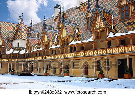 "Hotel-Dieu de Beaune in the snow, a former hospital, Beaune, France, Europe" View Large Photo Image Stock Image - "Hotel-Dieu de Beaune in the snow, a former hospital, Beaune, France, Europe". Fotosearch