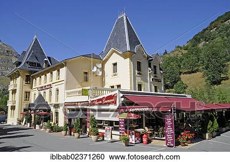 "Hotel, restaurant, Grande Cascade, Gavarnie Falls, waterfall, river, mountains, Gavarnie, Midi-Pyrenees, Pyrenees, departement of Hautes-Pyrenees, France, Europe, PublicGround, Europe" View Large Photo Image Stock Image - "Hotel, restaurant, Grande Cascade, Gavarnie Falls, waterfall, river, mountains, Gavarnie, Midi-Pyrenees, Pyrenees, departement of Hautes-Pyrenees, France, Europe, PublicGround, Europe". Fotosearch