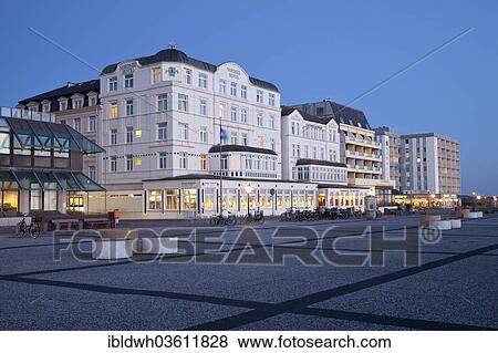 "Hotels along the beach promenade at dusk, Borkum, East Frisian Islands, East Frisia, Lower Saxony, Germany, Europe" View Large Photo Image Stock Photo - "Hotels along the beach promenade at dusk, Borkum, East Frisian Islands, East Frisia, Lower Saxony, Germany, Europe". Fotosearch