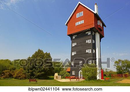 Picture - "House in the clouds, eccentric tourist house, Thorpness, Suffolk, England, United Kingdom, Europe". Fotosearch