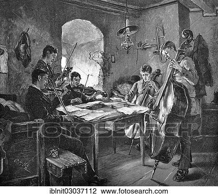 "House Music, illustration from the yearbook Moderne Kunst in Meisterholzschnitten, Modern Art in Master Woodcuts, 1900" View Large Photo Image Stock Image - "House Music, illustration from the yearbook Moderne Kunst in Meisterholzschnitten, Modern Art in Master Woodcuts, 1900". Fotosearch