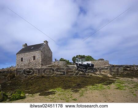 "House of an oyster farmer on the Petites Iles Vrac'h, Plouguerneau, Brittany, Finistere, France, Europe, PublicGround, Europe" View Large Photo Image Stock Photo - "House of an oyster farmer on the Petites Iles Vrac'h, Plouguerneau, Brittany, Finistere, France, Europe, PublicGround, Europe". Fotosearch
