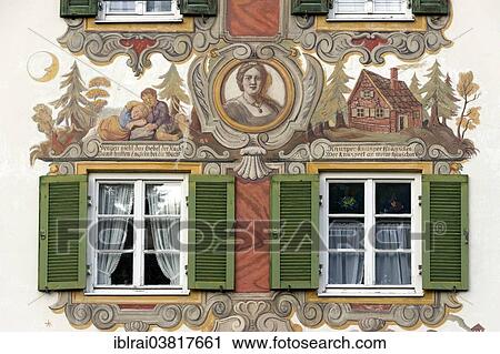 "House of Marie Matt Field, Luftlmalerei with scenes from the fairy tale """"Hansel and Gretel"""", Oberammergau, Upper Bavaria, Bavaria, Germany, Europe" View Large Photo Image Stock Image - "House of Marie Matt Field, Luftlmalerei with scenes from the fairy tale """"Hansel and Gretel"""", Oberammergau, Upper Bavaria, Bavaria, Germany, Europe". Fotosearch