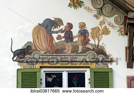 "House of Marie Matt Field, Luftlmalerei with scene from the fairy tale """"Hansel and Gretel"""", Oberammergau, Upper Bavaria, Bavaria, Germany, Europe" View Large Photo Image Stock Photography - "House of Marie Matt Field, Luftlmalerei with scene from the fairy tale """"Hansel and Gretel"""", Oberammergau, Upper Bavaria, Bavaria, Germany, Europe". Fotosearch