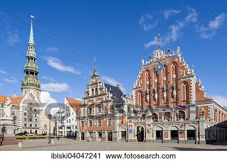 "House of the Blackheads with St. Peter's Church in Town Hall Square, historic centre, UNESCO World Heritage Site, Riga, Latvia, Europe" View Large Photo Image Stock Image - "House of the Blackheads with St. Peter's Church in Town Hall Square, historic centre, UNESCO World Heritage Site, Riga, Latvia, Europe". Fotosearch