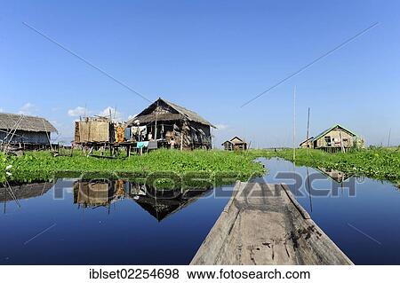 Stock Photo - "House on stilts at Inle Lake, Burma, Myanmar, Southeast Asia, Asia". Fotosearch