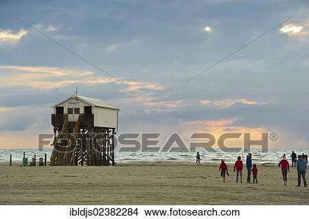 "House on stilts on the beach of St. Peter-Ording, North Frisia, Schleswig-Holstein, Germany, Europe" View Large Photo Image Picture - "House on stilts on the beach of St. Peter-Ording, North Frisia, Schleswig-Holstein, Germany, Europe". Fotosearch