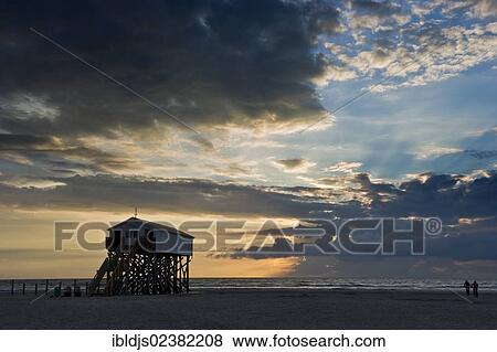 "House on stilts on the beach of St. Peter-Ording, North Frisia, Schleswig-Holstein, Germany, Europe" View Large Photo Image Stock Photo - "House on stilts on the beach of St. Peter-Ording, North Frisia, Schleswig-Holstein, Germany, Europe". Fotosearch