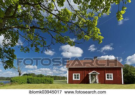 "House painted Falu red, Kake Asnen, Smaland, Sweden, Europe" View Large Photo Image Stock Photo - "House painted Falu red, Kake Asnen, Smaland, Sweden, Europe". Fotosearch