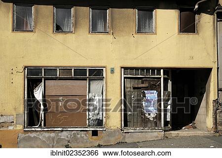 Stock Photograph - "House ruins, Zeitz, Saxony-Anhalt, Germany, Europe, PublicGround, Europe". Fotosearch