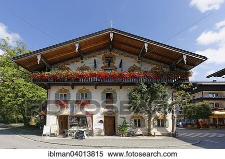 "House with Luftlmalerei, traditional mural, Oberaudorf, Inn Valley, Upper Bavaria, Bavaria, Germany, Europe" View Large Photo Image Stock Photography - "House with Luftlmalerei, traditional mural, Oberaudorf, Inn Valley, Upper Bavaria, Bavaria, Germany, Europe". Fotosearch