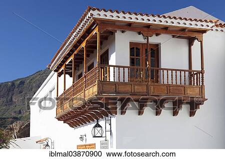 "House with traditional wooden balcony, Tejeda, Gran Canaria, Canary Islands, Spain, Europe" View Large Photo Image Stock Image - "House with traditional wooden balcony, Tejeda, Gran Canaria, Canary Islands, Spain, Europe". Fotosearch