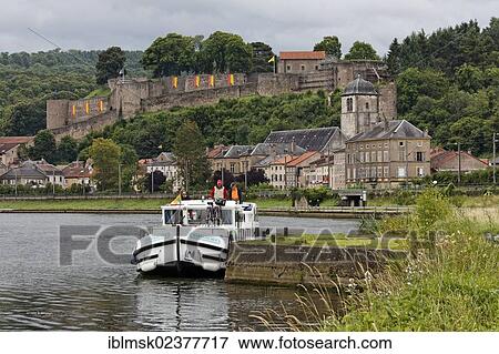 "Houseboat on the Moselle river, castle above Sierck-les-Bains, Thionville, Lorraine, France, Europe" View Large Photo Image Stock Photo - "Houseboat on the Moselle river, castle above Sierck-les-Bains, Thionville, Lorraine, France, Europe". Fotosearch