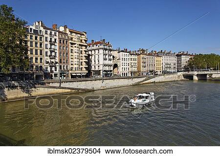 "Houseboat on the Saone river in Lyon, Quai Saint-Vincent, Departement Rhone, France, Europe" View Large Photo Image Picture - "Houseboat on the Saone river in Lyon, Quai Saint-Vincent, Departement Rhone, France, Europe". Fotosearch