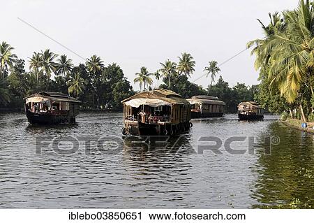 "Houseboats, backwaters, near Alappuzha, Kerala, South India, India, Asia" View Large Photo Image Stock Image - "Houseboats, backwaters, near Alappuzha, Kerala, South India, India, Asia". Fotosearch