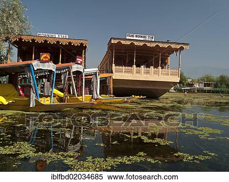 "Houseboats on Dal Lake, popular to accomodate tourists, in Srinagar, Jammu and Kashmir, India, Asia" View Large Photo Image Stock Photography - "Houseboats on Dal Lake, popular to accomodate tourists, in Srinagar, Jammu and Kashmir, India, Asia". Fotosearch