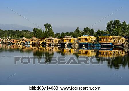 "Houseboats on Dal Lake, with reflections, Srinagar, Jammu and Kashmir, India, Asia" View Large Photo Image Stock Image - "Houseboats on Dal Lake, with reflections, Srinagar, Jammu and Kashmir, India, Asia". Fotosearch